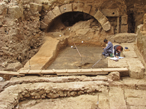 remains of a massive 1st-century A.D. Roman wall